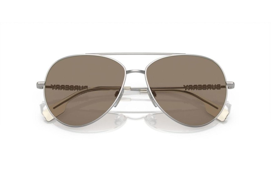 Okulary przeciwsłoneczne Burberry BE3147 1005M4 Pilotki (Aviator) Srebrne