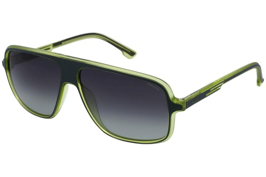 Okulary przeciwsłoneczne Police Offset 1 SPL961 U47P Polarized Pilotki (Aviator) Zielone