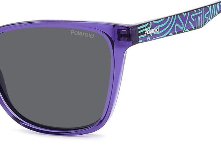 Okulary przeciwsłoneczne Polaroid Junior PLD8062/S B3V/M9 Polarized Kocie oczy Fioletowe