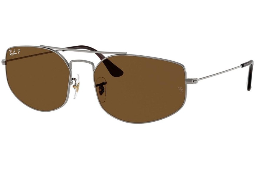 Okulary przeciwsłoneczne Ray-Ban RB3845 004/57 Polarized Prostokątne Szare