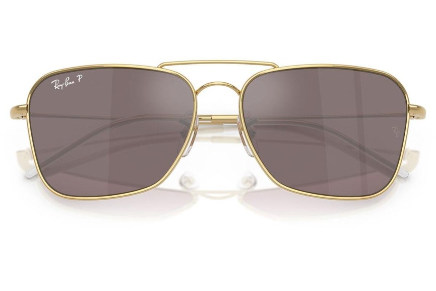 Okulary przeciwsłoneczne Ray-Ban Caravan Reverse RBR0102S 001/LB Polarized Prostokątne Złote