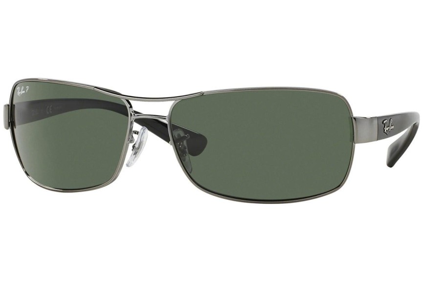 Okulary przeciwsłoneczne Ray-Ban RB3379 004/58 Polarized Prostokątne Srebrne