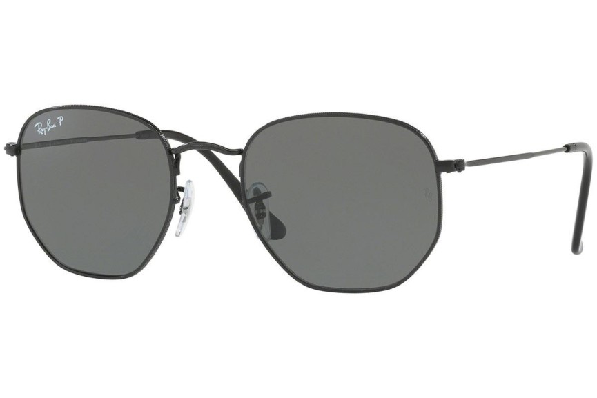 Okulary przeciwsłoneczne Ray-Ban Hexagonal Flat Lenses RB3548N 002/58 Polarized Okrągłe Czarne