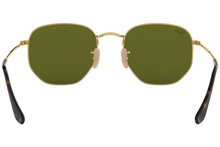 Okulary przeciwsłoneczne Ray-Ban Hexagonal Flat Lenses RB3548N 001/8O Okrągłe Złote