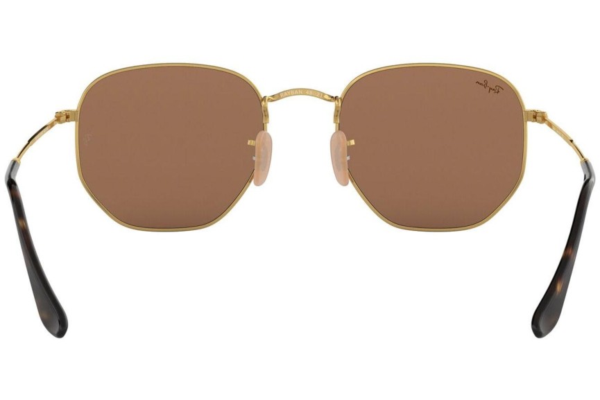 Okulary przeciwsłoneczne Ray-Ban Hexagonal Flat Lenses RB3548N 001/Z2 Okrągłe Złote