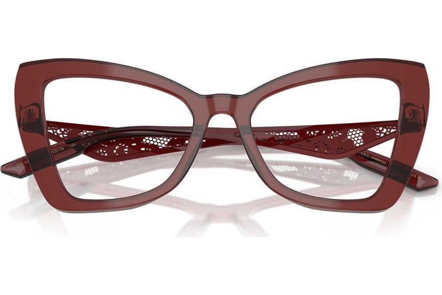 Okulary korekcyjne Dolce & Gabbana DG3409 3045 Kocie oczy Czerwone