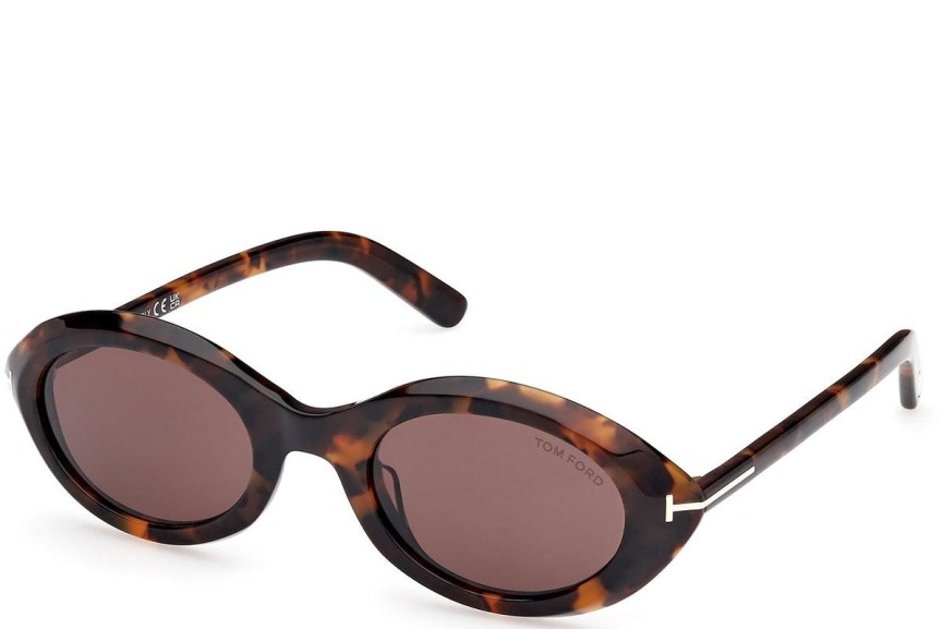 Okulary przeciwsłoneczne Tom Ford Carmen FT1186 52E Owalne Havana