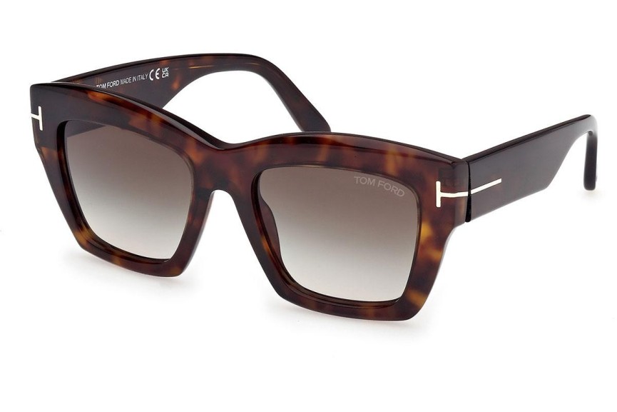 Okulary przeciwsłoneczne Tom Ford Luna FT1191 52B Kocie oczy Havana