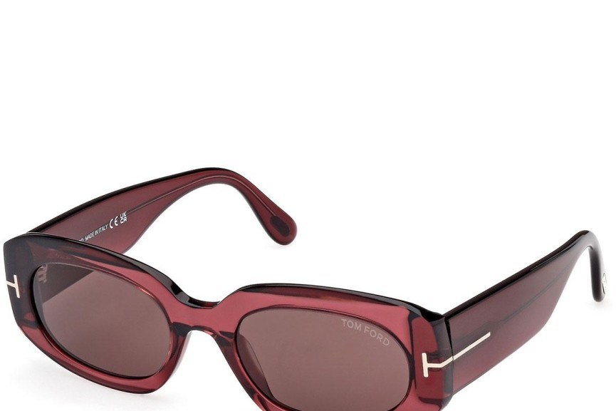 Okulary przeciwsłoneczne Tom Ford Cielle FT1187 69E Owalne Czerwone