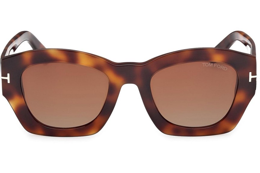 Okulary przeciwsłoneczne Tom Ford Guilliana FT1083 53F Kwadratowe Havana