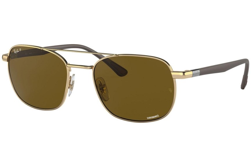 Okulary przeciwsłoneczne Ray-Ban Chromance Collection RB3670CH 001/AN Polarized Kwadratowe Złote