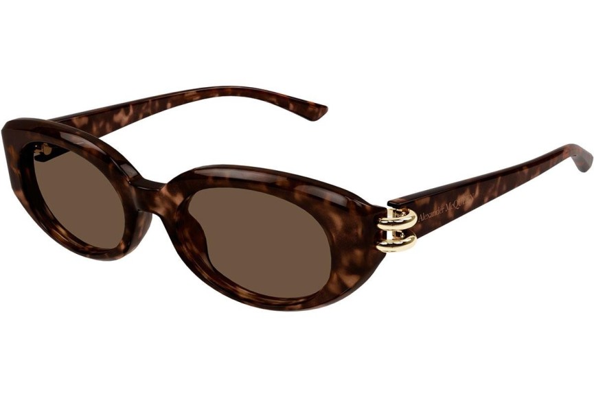 Okulary przeciwsłoneczne Alexander McQueen AM0469S 002 Owalne Havana