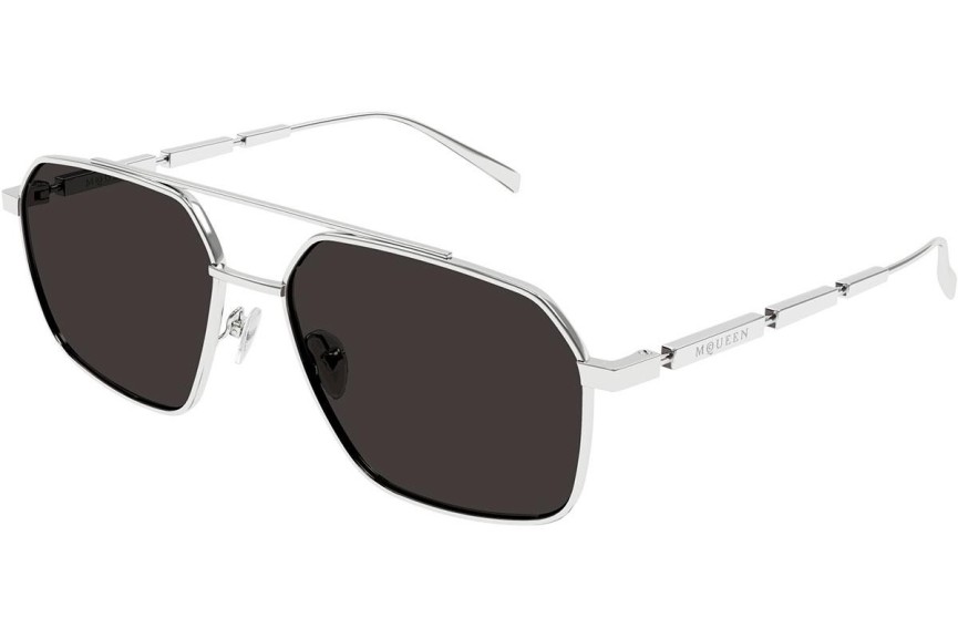 Okulary przeciwsłoneczne Alexander McQueen AM0477S 001 Pilotki (Aviator) Srebrne