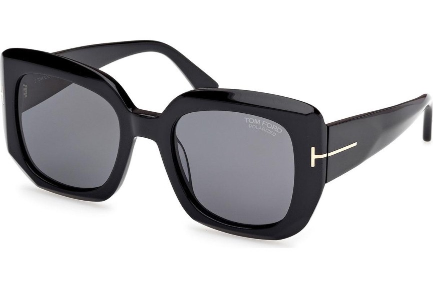 Okulary przeciwsłoneczne Tom Ford Carla-02 FT1220 01D Polarized Kocie oczy Czarne