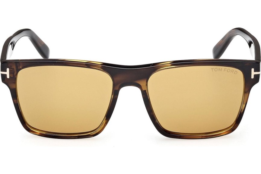 Okulary przeciwsłoneczne Tom Ford Calder FT1205 56E Kwadratowe Havana