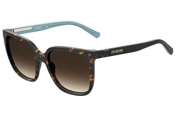 Okulary przeciwsłoneczne Love Moschino MOL044/S 086/HA Kwadratowe Havana