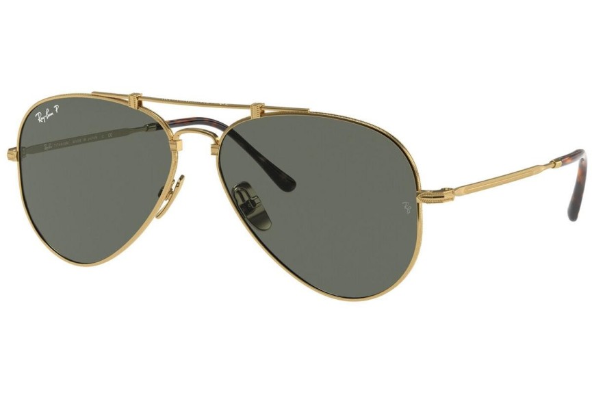 Okulary przeciwsłoneczne Ray-Ban Titanium Titanium Collection RB8125M 9143 Polarized Pilotki (Aviator) Złote