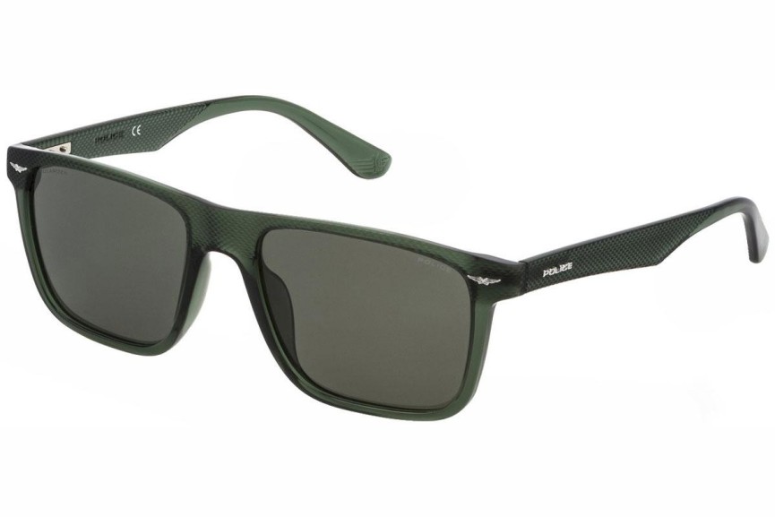 Okulary przeciwsłoneczne Police Gator 2 SPLE02 W05P Polarized Kwadratowe Zielone