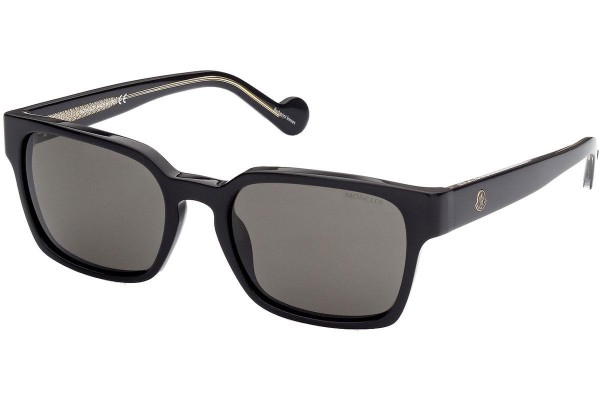 Okulary przeciwsłoneczne Moncler ML0143 01D Polarized Kwadratowe Czarne