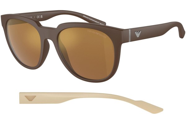 Okulary przeciwsłoneczne Emporio Armani EA4205 52606H Okrągłe Brązowe