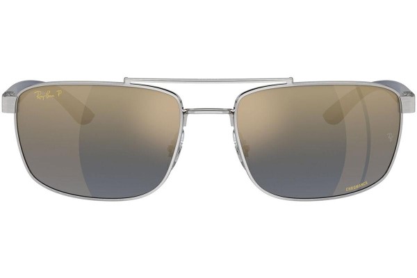 Okulary przeciwsłoneczne Ray-Ban RB3737CH 003/J0 Polarized Prostokątne Srebrne