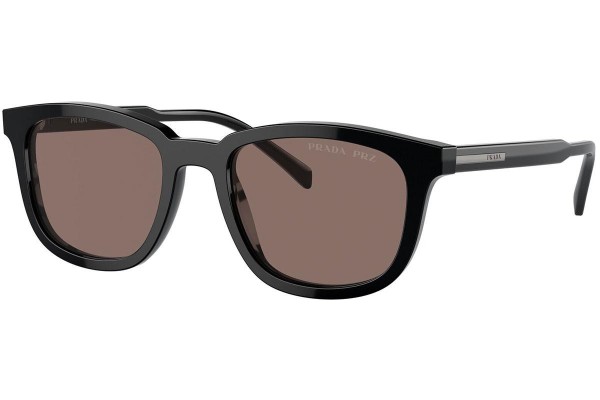 Okulary przeciwsłoneczne Prada PRA21SF 16K30H Polarized Kwadratowe Czarne