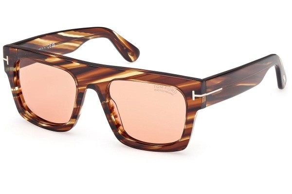 Okulary przeciwsłoneczne Tom Ford Fausto FT0711 53E Flat Top Havana