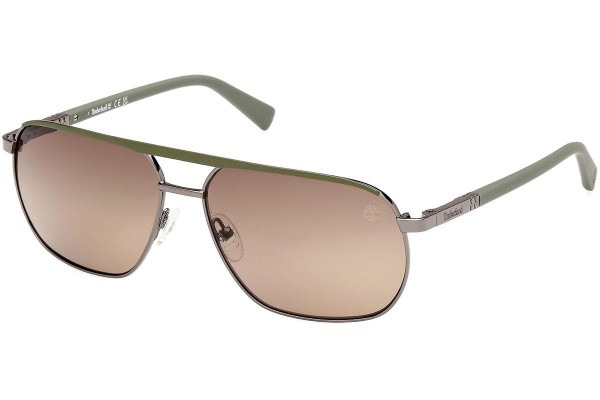 Okulary przeciwsłoneczne Timberland TB00027 06H Polarized Kwadratowe Srebrne