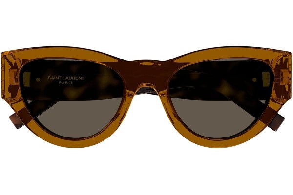 Okulary przeciwsłoneczne Saint Laurent SLM94 011 Kocie oczy Brązowe