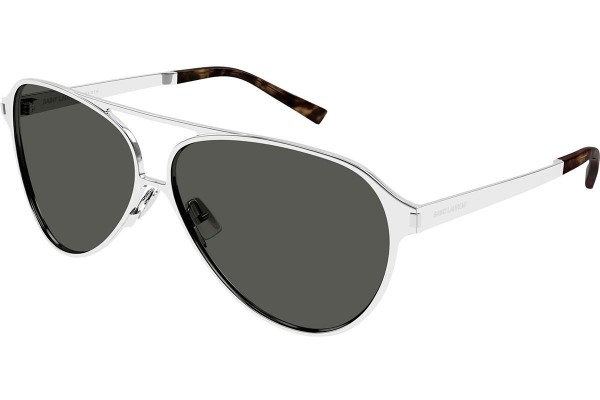 Okulary przeciwsłoneczne Saint Laurent SL734 002 Pilotki (Aviator) Srebrne