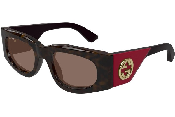 Okulary przeciwsłoneczne Gucci GG1664S 004 Kwadratowe Havana