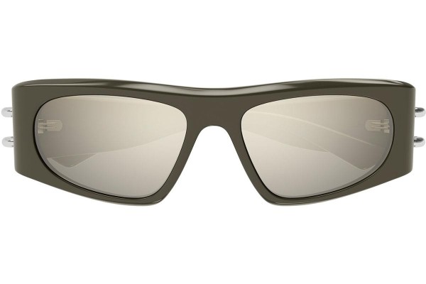 Okulary przeciwsłoneczne Alexander McQueen AM0471S 004 Prostokątne Brązowe