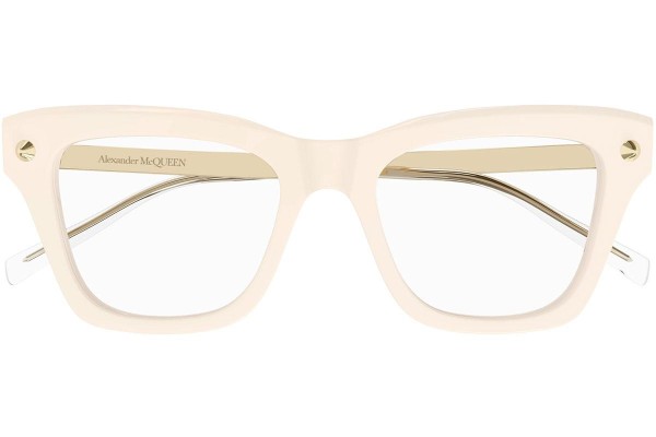 Okulary korekcyjne Alexander McQueen AM0484O 008 Kwadratowe Beżowe