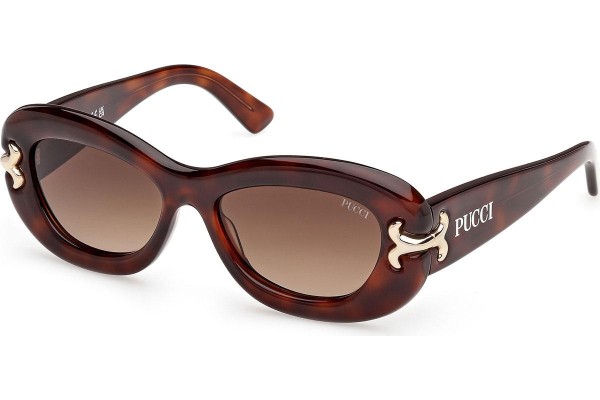 Okulary przeciwsłoneczne Emilio Pucci EP0210 53F Owalne Havana