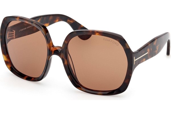 Okulary przeciwsłoneczne Tom Ford Saffron FT1221 52E Kwadratowe Havana