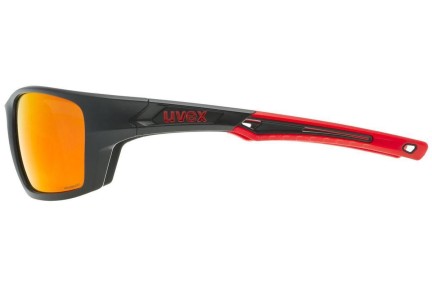 Okulary przeciwsłoneczne uvex sportstyle 232 P Black Mat / Red S3 Polarized Prostokątne Czarne