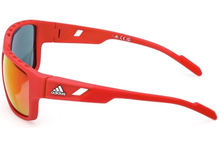 Okulary przeciwsłoneczne Adidas Sport SP0069 66L Prostokątne Czerwone