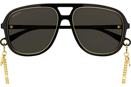 Okulary przeciwsłoneczne Gucci GG1077S 001 Pilotki (Aviator) Czarne