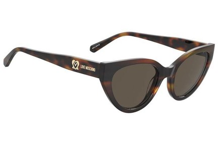 Okulary przeciwsłoneczne Love Moschino MOL064/S 05L/70 Kocie oczy Havana