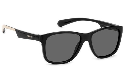 Okulary przeciwsłoneczne Polaroid Junior PLD8052/S 9HT/M9 Polarized Kwadratowe Czarne