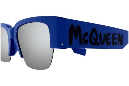 Okulary przeciwsłoneczne Alexander McQueen AM0405S 003 Prostokątne Niebieskie