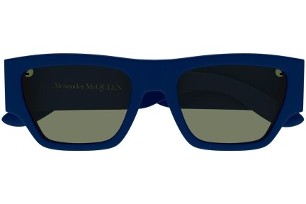 Okulary przeciwsłoneczne Alexander McQueen AM0393S 005 Prostokątne Niebieskie