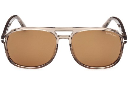 Okulary przeciwsłoneczne Tom Ford FT1022 45E Pilotki (Aviator) Brązowe