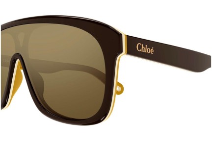 Okulary przeciwsłoneczne Chloe CH0212S 001 Pojedyncze | Shield Brązowe