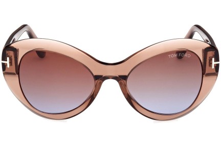 Okulary przeciwsłoneczne Tom Ford Guinevere FT1084 48F Kocie oczy Brązowe