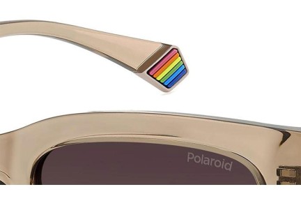 Okulary przeciwsłoneczne Polaroid PLD6213/S/X 10A/LA Polarized Prostokątne Beżowe