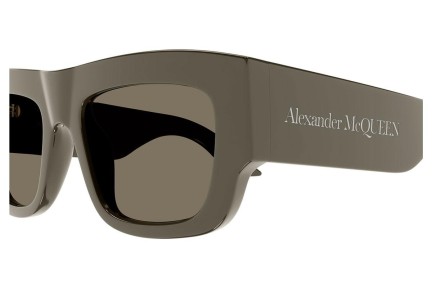 Okulary przeciwsłoneczne Alexander McQueen AM0449S 003 Prostokątne Brązowe