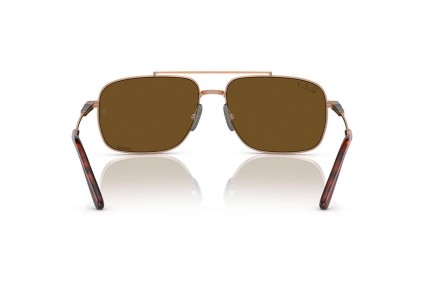 Okulary przeciwsłoneczne Ray-Ban Michael Titanium RB8096 9266AN Polarized Prostokątne Brązowe