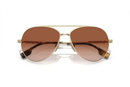 Okulary przeciwsłoneczne Burberry BE3147 110913 Pilotki (Aviator) Złote