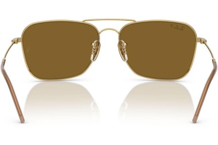 Okulary przeciwsłoneczne Ray-Ban Caravan Reverse RBR0102S 001/83 Polarized Prostokątne Złote